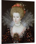 Portrait of a lady in a high lace collar and jewelled silk costume, early 17th century by Marguerite Bunel