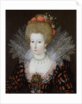 Portrait of a lady in a high lace collar and jewelled silk costume, early 17th century by Marguerite Bunel