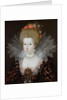Portrait of a lady in a high lace collar and jewelled silk costume, early 17th century by Marguerite Bunel