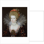 Portrait of a lady in a high lace collar and jewelled silk costume, early 17th century by Marguerite Bunel