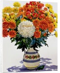 Chrysanthemums in a patterned jug, 2005 by Christopher Ryland