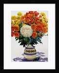 Chrysanthemums in a patterned jug, 2005 by Christopher Ryland