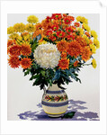 Chrysanthemums in a patterned jug, 2005 by Christopher Ryland