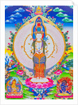 Image depicting the thousand arms Avalokiteshvara, the eleven headed Avalokiteshvara with thousand arms and 1022 eyes symbolising infinite compassion by School Nepalese