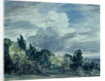 View over a wide landscape, with trees in the foreground, September 1832 by John Constable