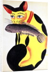 A cat with a fish in its mouth by Indian School