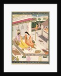 Krishna and Radha on a bed in a Mogul palace, Punjab, c.1860 by Indian School