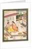 Krishna and Radha on a bed in a Mogul palace, Punjab, c.1860 by Indian School