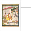 Krishna and Radha on a bed in a Mogul palace, Punjab, c.1860 by Indian School