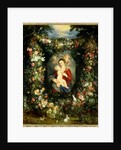 The Virgin and child in a garland of fruit and flowers, c.1614-18 by Jan & Rubens P.P. Brueghel