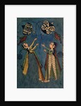Girls flying kites, Kulu folk painting, Himachal Pradesh by Indian School