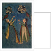 Girls flying kites, Kulu folk painting, Himachal Pradesh by Indian School