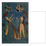 Girls flying kites, Kulu folk painting, Himachal Pradesh by Indian School