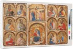 Madonna and Child with Angels, the Crucifixion, and Twelve Apostles or Saints, c.1360 by Lorenzo Veneziano