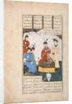 King Faridun receives the envoy of his two sons by Persian School