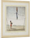 Acrobat on a tightrope, drummer below, c.1820 by Indian School