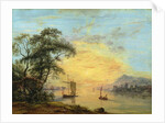 A Welsh Sunset River Landscape, c.1775-1800 by Paul Sandby