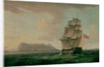 A British Man of War Before the Rock of Gibraltar by Thomas Whitcombe
