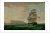 A British Man of War Before the Rock of Gibraltar by Thomas Whitcombe