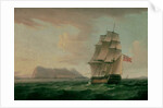 A British Man of War Before the Rock of Gibraltar by Thomas Whitcombe