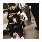 Woman reading on a subway with a Marilyn Monroe purse and an 'I Love New York' bag, 2004 by Anonymous