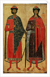 St. Boris and St. Gleb, Russian icon, Moscow School, 14th century by School Russian