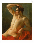 Male torso in profile, right arm raised, 1812 by Theodore Gericault