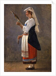 One of a pair of Italian studies: An Italian Peasant Spinning, 1820 by Achille Etna Michallon