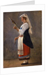 One of a pair of Italian studies: An Italian Peasant Spinning, 1820 by Achille Etna Michallon