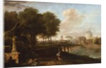 Classical Landscape, with Wren’s dome of King Charles Court, Greenwich Hospital, c.1710 by Marco Ricci