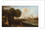 Classical Landscape, with Wren’s dome of King Charles Court, Greenwich Hospital, c.1710 by Marco Ricci