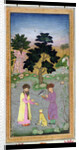 Falconer with companion and pet cheetah by Mughal School