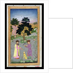 Falconer with companion and pet cheetah by Mughal School