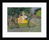 Radha and Krishna embrace in a grove of flowering trees, c.1780 by Indian School
