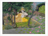 Radha and Krishna embrace in a grove of flowering trees, c.1780 by Indian School