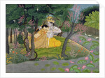 Radha and Krishna embrace in a grove of flowering trees, c.1780 by Indian School