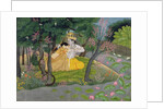 Radha and Krishna embrace in a grove of flowering trees, c.1780 by Indian School