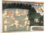 Athletes perform before a seated noble, c.1760 by School Mughal