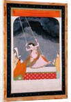A lady on a swing, Kangra, Punjab hills c.1790 by School Mughal