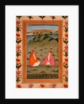 Two nobles seated in a landscape by School Mughal