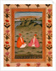 Two nobles seated in a landscape by School Mughal