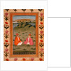Two nobles seated in a landscape by School Mughal