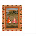 Two nobles seated in a landscape by School Mughal