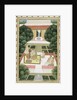 A couple in a garden listening to music with female attendants by Mughal School