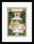 A couple in a garden listening to music with female attendants by Mughal School