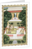 A couple in a garden listening to music with female attendants by Mughal School
