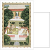 A couple in a garden listening to music with female attendants by Mughal School