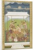 Ladies listening to music in a garden by School Mughal