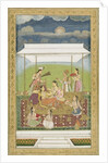 Ladies listening to music in a garden by School Mughal