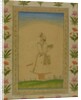 Standing figure of a nobleman, holding a book by Mughal School